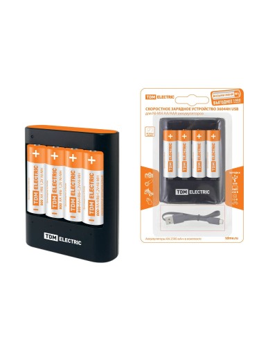 Зарядное устройство 36044Н (3600mA 4слота АА/ААА 4 кан.+4xAA2500 USB) (SQ1702-0101). Зарядное устройство. TDM ЕLECTRIC в Ангарске