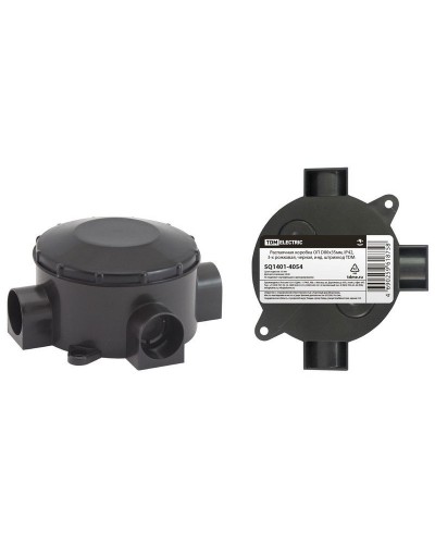 Распаячная коробка ОП D80х35мм, IP42, 3-х рожковая, черная TDM (SQ1401-4054). Распаячная коробка ОП. TDM ЕLECTRIC в Ангарске