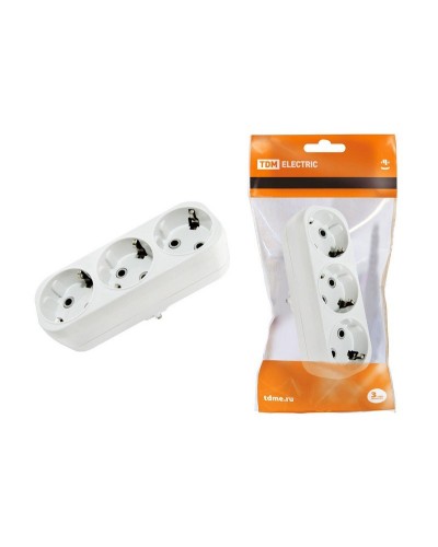 Блок на 3 гнезда 2П+З плоский 16А 250B TDM (SQ1806-0033). Розетка. TDM ЕLECTRIC в Ангарске
