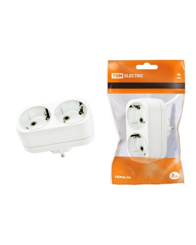 Блок на 2 гнезда 2П+З плоский 16А 250B TDM (SQ1806-0026). Розетка. TDM ЕLECTRIC в Ангарске