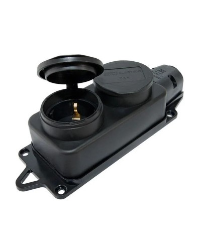 Розетка двухместная 2Р+РЕ 16А 250В IP44 (SQ0612-0010). Розетка двухместная с заглушками каучук. TDM ЕLECTRIC в Ангарске