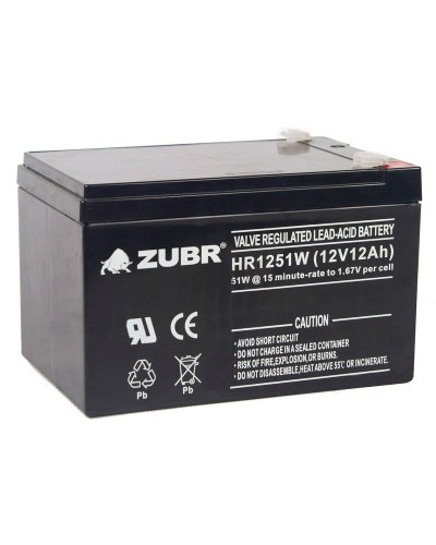 ZUBR HR 1251W (12V, 12Ah). Аккумулятор герметичный свинцово-кислотный. ZUBR в Ангарске