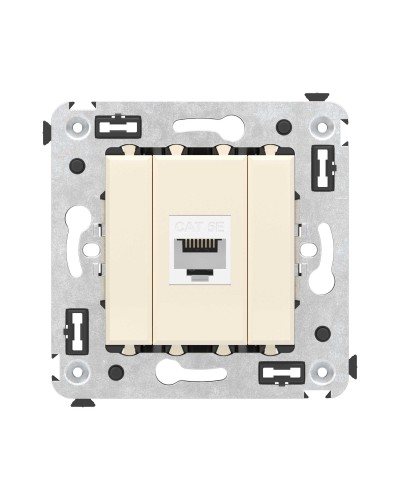 Розетка RJ-45 в стену, кат.5E, Avanti, одинарная, ванильная дымка (4405663). Розетка компьютерная. ДКС в Ангарске