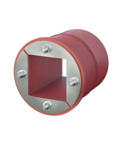 Проходка круглая, нержавеющая, D100х70 мм с проемом 60х60 мм (DXF3123): Проходка круглая, нержавеющая, с проёмом в Ангарске