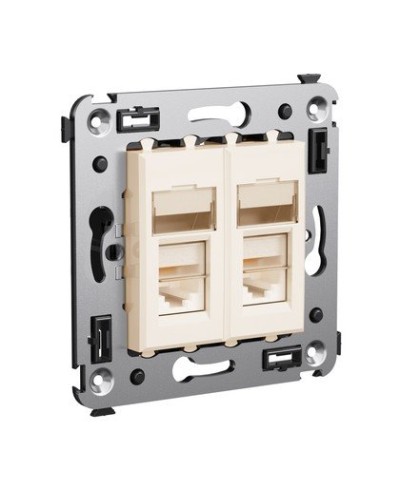 Розетка RJ-45 Avanti в стену двойная экранированная ванильная дымка (4405364). Розетка. ДКС в Ангарске