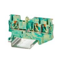 Клемма заземления, 3 точки подключения, 2.5 кв.мм (VPR-2.5-TWIN-PE-YG). Клемма заземления, зажим push-in. ДКС
