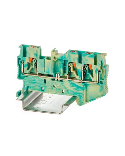 Клемма заземления, 3 точки подключения, 2.5 кв.мм (VPR-2.5-TWIN-PE-YG). Клемма заземления, зажим push-in. ДКС в Ангарске