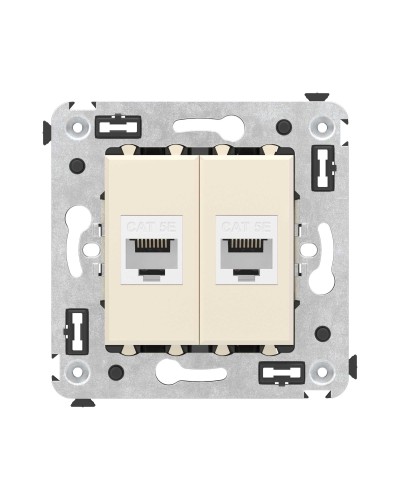 Розетка RJ-45 в стену, кат.5E, Avanti, двойная, ванильная дымка (4405664). Розетка компьютерная. ДКС в Ангарске