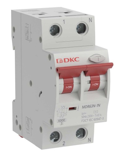 YON max MDR, 1P+N, 30mA, 16A, 6kA, А (MDR63N-1N2C16-A). Автоматический выключатель дифференциального тока. ДКС в Ангарске