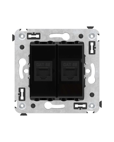 Розетка RJ-45 в стену, кат.5E, Avanti, двойная, черный квадрат (4402664). Розетка компьютерная. ДКС в Ангарске