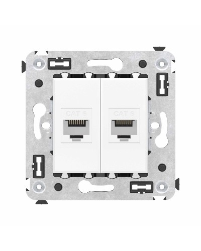 Розетка RJ-45 в стену, кат.6E, Avanti, двойная, белое облако (4400694). Розетка компьютерная. ДКС в Ангарске