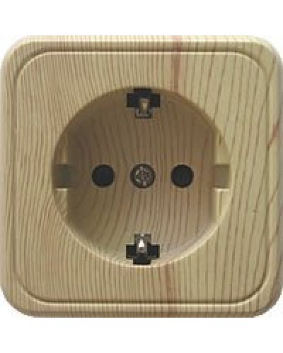 Розетка одинарная открытой установки с з/к, сосна, LK Standard (813225). Розетка с заземляющими контактами и защитными шторками. Экопласт в Ангарске