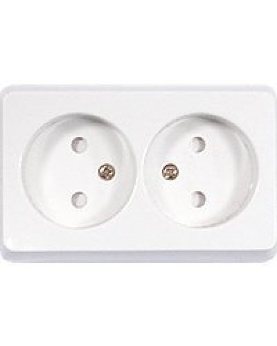 Розетка двойная открытой установки без з/к, белый, LK Standard (813604). Розетка без заземляющих контактов с защитными шторками. Экопласт в Ангарске