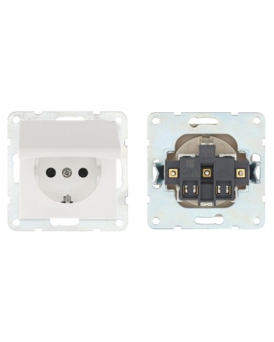 Розетка с з/к, шторками и крышкой, белый LK80 (843404-1). Розетка. Экопласт в Ангарске