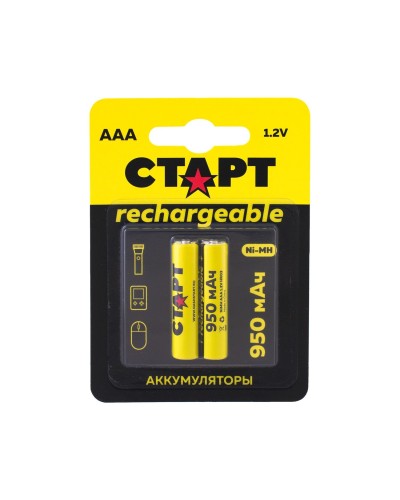 СТАРТ HR03 (AAA, 950mah), упак. 2 шт. БЛИСТЕР. Перезаряжаемые аккумуляторы. СТАРТ в Ангарске