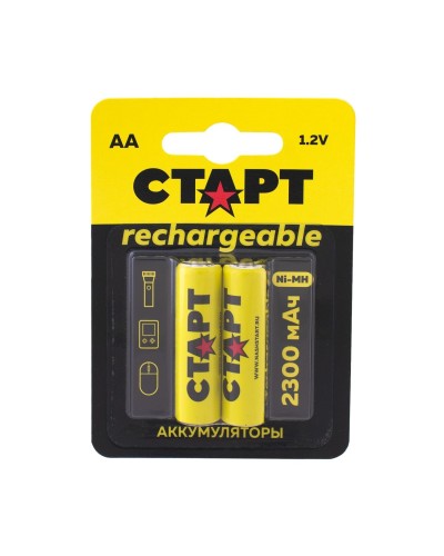 СТАРТ HR6 (AA, 2300 mah), упак. 2 шт. БЛИСТЕР. Перезаряжаемые аккумуляторы. СТАРТ в Ангарске