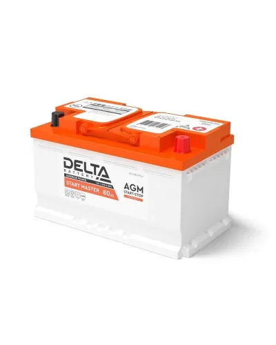 Delta START MASTER AGM 1280 (80 Ah). Аккумулятор автомобильный герметичный свинцово-кислотный. Delta в Ангарске