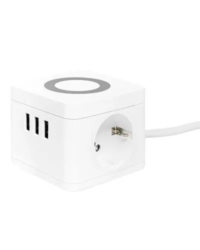 Удлинитель Куб 2 гнезда 3USB 2,4А+зарядное устройство 1,3 метра 1мм2. Удлинитель Куб. EKF в Ангарске
