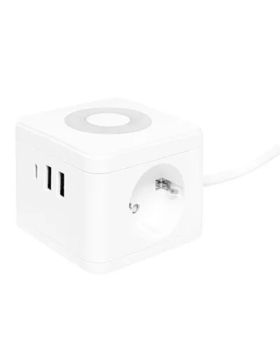 Удлинитель Куб 2 гнезда 2USB 2,4А+Type C + Ночник 1,3 метра 1мм2. Удлинитель Куб. EKF в Ангарске