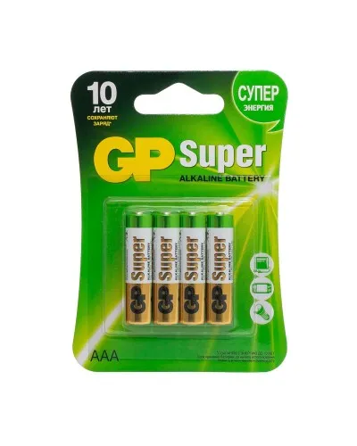 GP Super Alkaline 24A AAA (GP 24A-2CR4), упак. 4 шт. БЛИСТЕР. Алкалиновые батарейки. GP Batteries в Ангарске