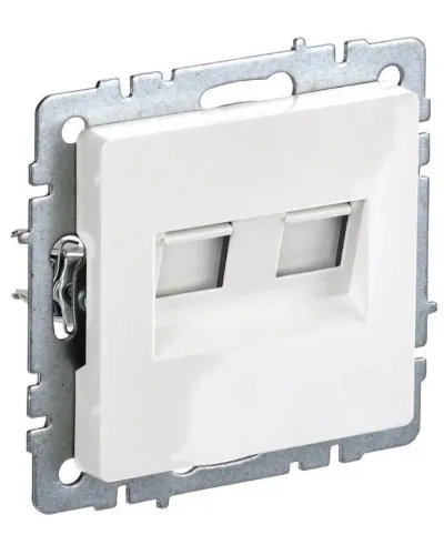Розетка RJ11+RJ45 РК/Т12-БрБ белая BRITE (BR-KT20-O-1-K01). Розетка двойная. IEK в Ангарске
