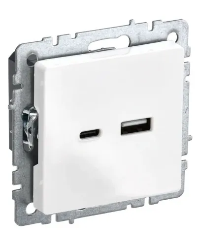 Розетка USB A+C 18Вт РЮ11-1-БрБ белый BRITE (BR-U22-018-K01). Розетка USB. IEK в Ангарске