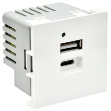 Розетка USB A+C 4,2А PRIMER РКЮ-25-40-П белый IEK (PR-KK40D-RU-0-2-AC-K01). Розетка USB. IEK