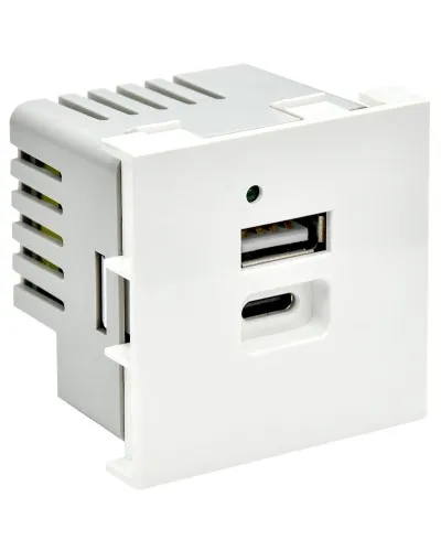 Розетка USB A+C 4,2А PRIMER РКЮ-25-40-П белый IEK (PR-KK40D-RU-0-2-AC-K01). Розетка USB. IEK в Ангарске