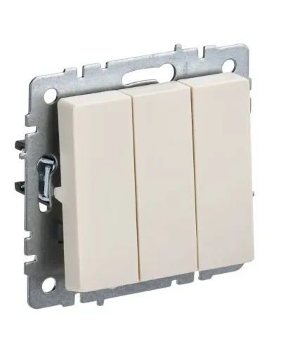 Выключатель 3-клавишный ВС10-3-0-БрКр бежевый BRITE (BR-V30-0-10-K10). Выключатель. IEK в Ангарске