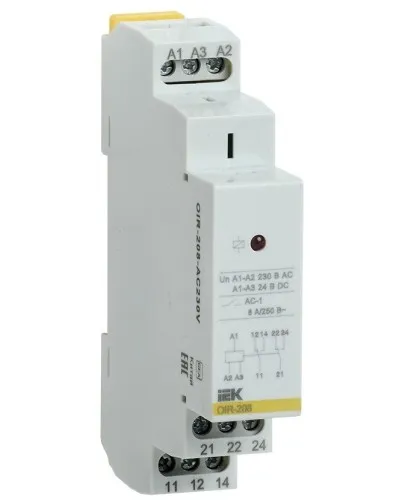 Реле промежуточное модульное OIR 2 контакта 8А 230В AC (OIR-208-AC230V). Реле промежуточное модульное. IEK в Ангарске
