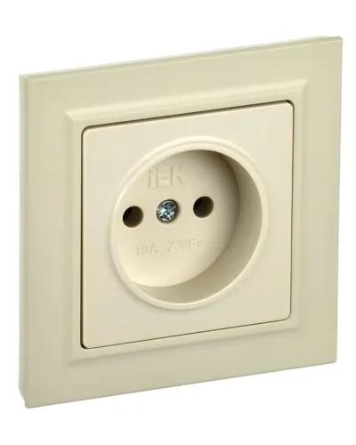 Розетка без з/к в сборе РСР10-1-0-БрКр бежевый BRITE (BR-R10-10-K10-F). Розетка без заземления без защитных шторок. IEK в Ангарске
