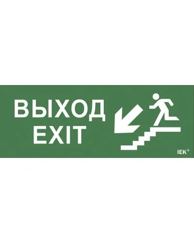 Самоклеящаяся этикетка Выход/лестница вниз/фигура (LPC10-1-24-09-VLVNF). Самоклеящаяся этикетка 240х90 мм. IEK в Ангарске