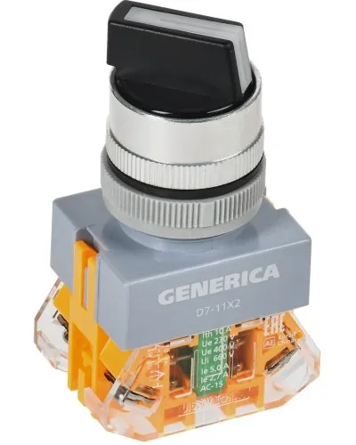 Переключатель D7-11X2 на 2 положения черный GENERICA (BSW50-11X2-3-21-2-K02-G). Переключатель. IEK в Ангарске