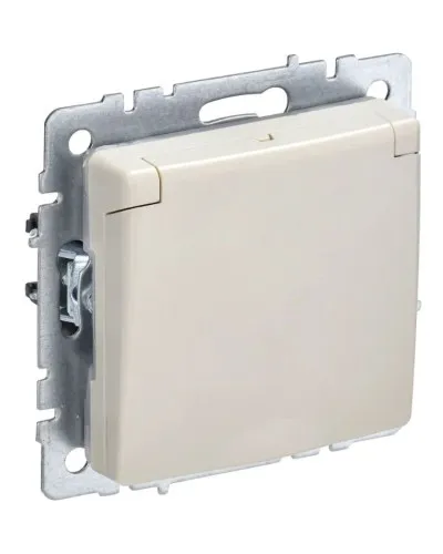 Розетка с з/к РСбш10-3-44-БрКр бежевый BRITE (BR-R16-16-44-K10). Розетка с заземлением с защитными шторками и крышкой. IEK в Ангарске