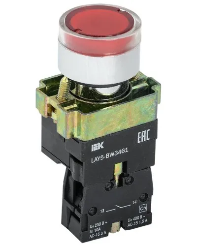 Кнопка LAY5-BW3461 с подсветкой красный 1з (BBT50-BW-K04). Кнопка с подсветкой. IEK в Ангарске
