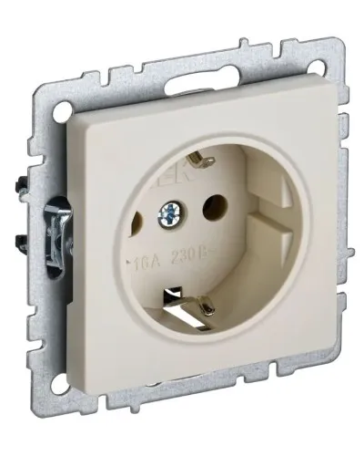 Розетка без з/к РС11-1-0-БрКр бежевый BRITE (BR-R11-16-K10). Розетка без заземления без защитных шторок. IEK в Ангарске