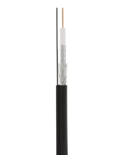 RG-11U, 75 Ом, CCS/Al/Al 83% + ТРОС*1 (бухта 305 м), черный OUTDOOR (01-3021). Кабель коаксиальный радиочастотный. Rexant в Ангарске