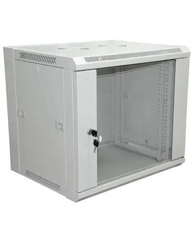 Шкаф телекоммуникационный 19 настенный 12U 600×450×635 мм (ШxГxВ) - передняя дверь стекло, боковые стенки съемные (разобранный) RAL 7035 (04-2202). Шкаф телекоммуникационный 19 настенный 12U. Rexant в Ангарске