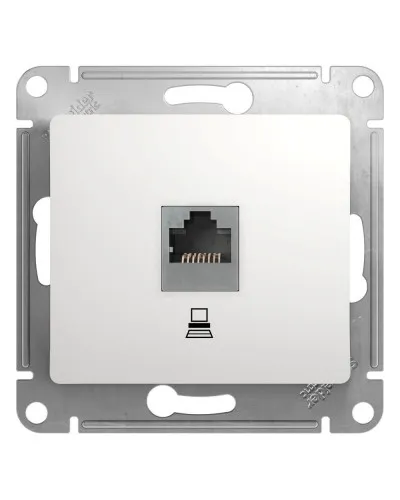 Glossa розетка RJ45 1-местная, кат. 5Е, скрытой установки, механизм, белый (GSL000181K). Розетка компьютерная. Systeme Electric в Ангарске