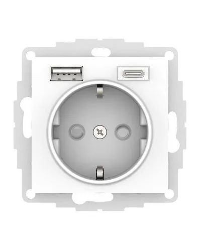 AtlasDesign розетка 1-местная с 2 USB A+C, скрытой установки, механизм, белый (ATN000132). Розетка с USB. Systeme Electric в Ангарске