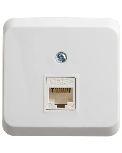 Этюд розетка RJ45 1-местная, кат. 5Е, открытой установки, белый (KOMA-001B). Розетка компьютерная. Systeme Electric в Ангарске