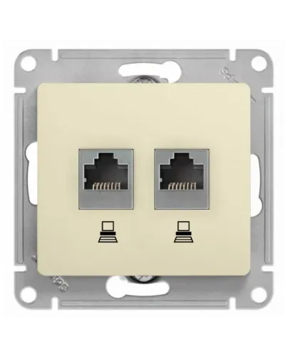 Glossa розетка RJ11+RJ45, 2-местная, кат. 5Е, скрытой установки, механизм, бежевый (GSL000285). Розетка компьютерная + телефонная. Systeme Electric в Ангарске