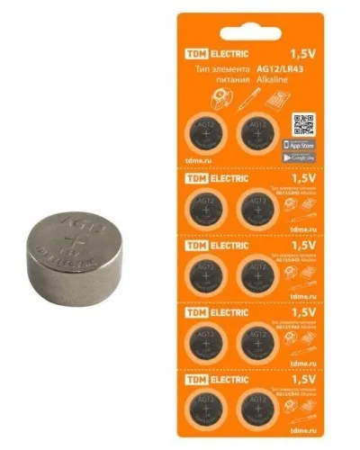 AG12/LR43 Alkaline 1,5V BP-10 TDM (SQ1702-0046). Элемент питания. TDM ЕLECTRIC в Ангарске