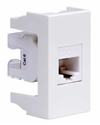 Розетка RJ-45 Viva 1 модуль кат.6A белая (45058). Розетка компьютерная экранированная с одним разъёмом. ДКС в Ангарске
