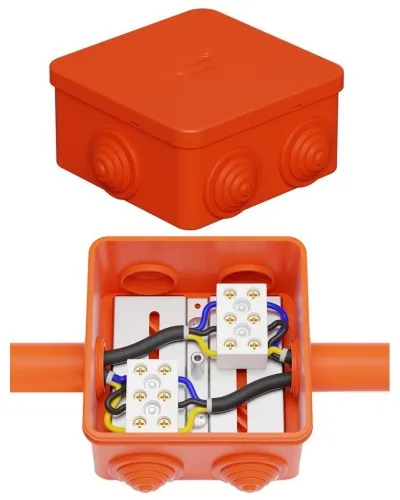 Коробка JBS080 85х85х50, 6 вых., 5P (0,15-4,0 мм²) (43121HF). Коробка монтажная, огнестойкая, без галогена. Экопласт в Ангарске