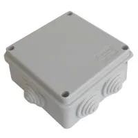 Коробка JBS100 100х100х55, 6 вых., 5P (0,15...2,5мм²) серая (43057HF-GR). Коробка монтажная, огнестойкая, без галогена. Экопласт