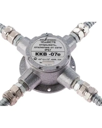 ККВ-07е-Ех-А-Р1-К-БК1, ШТ1/2+ШТ1/2+ШТ1/2+ШТ1/2. Коробка коммутационная взрывозащищенная крестообразная. Эридан в Ангарске