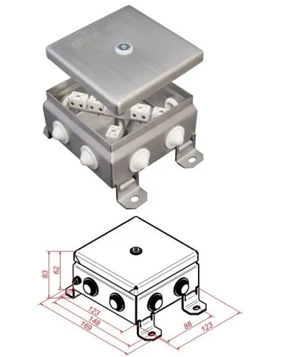 КМ-О (12к)-IP55-1212, 8 вводов, нержавейка: Коробка монтажная огнестойкая в Ангарске