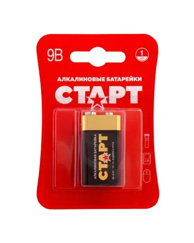 СТАРТ 6LR61-BL1 (9 В, Крона,  6LR61), БЛИСТЕР. Алкалиновая батарейка. СТАРТ в Ангарске